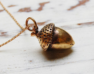 Acorn large pendant necklace bronze Unico