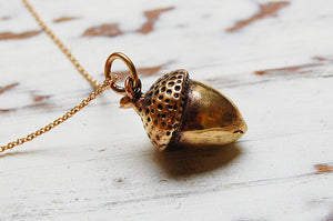 'Acorn' large pendant necklace | bronze