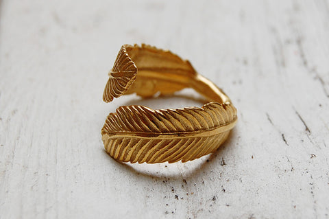 'feather' ring | 24k gold plated