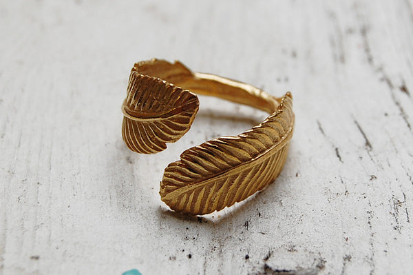 'feather' ring | 24k gold plated