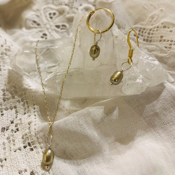 olive pearl set | 24k gold-plated