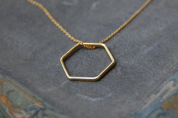 'hexagonal ring' necklace | 24k gold-plated