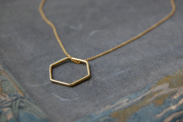 'hexagonal ring' necklace | 24k gold-plated