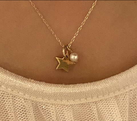 'star & pearl' necklace | 24k gold-plated