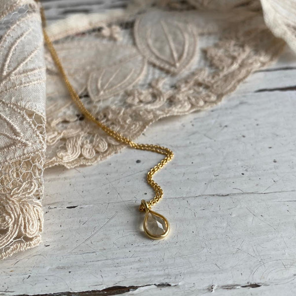 Citrine | stone pendant necklace | 24k gold-plated