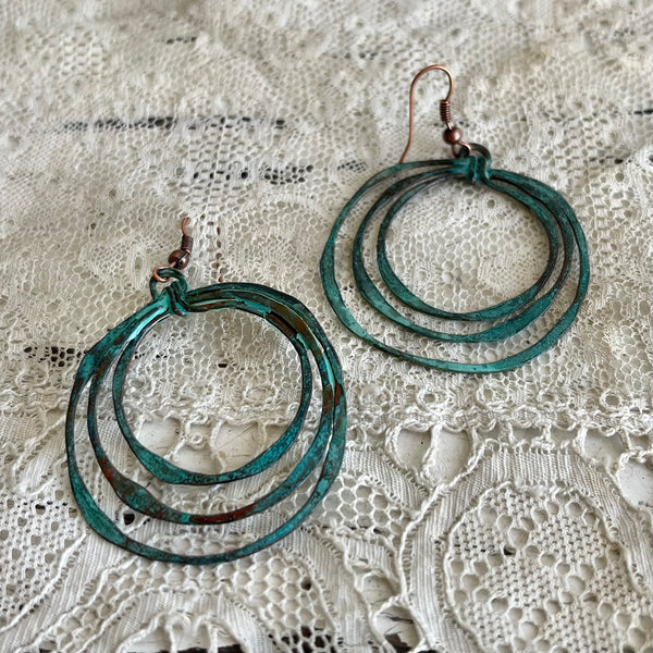 'organic' earrings | oxidized copper turquoise