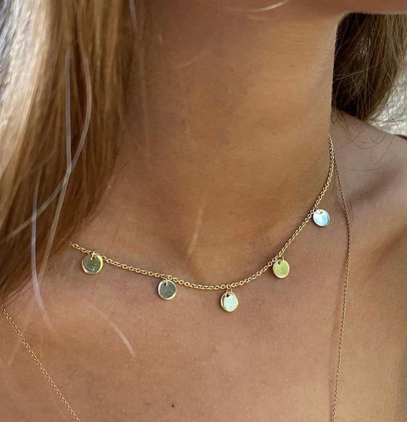 multi coin necklace | 24k gold-plated