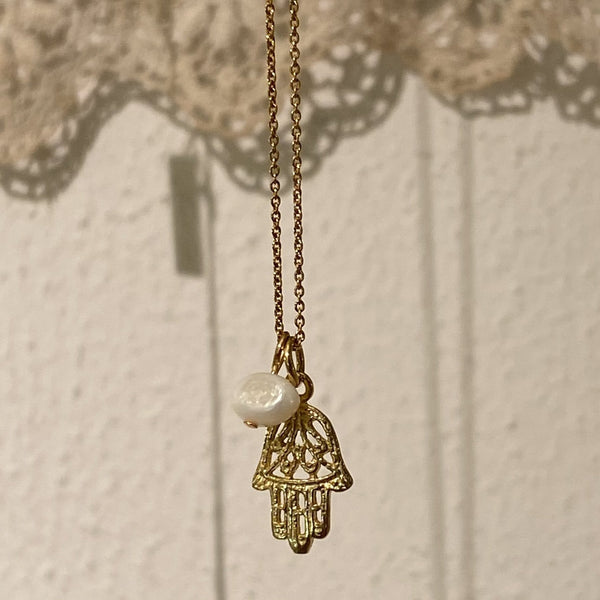 fatima hand & pearl necklace | 925 silver