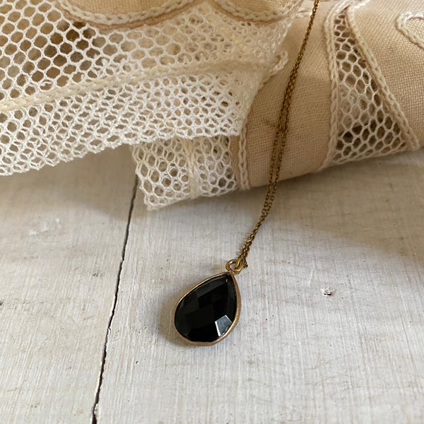 onyx | stone pendant necklace | 24k gold-plated