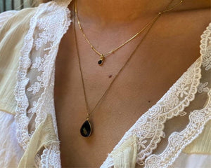 onyx | stone pendant necklace | 24k gold-plated
