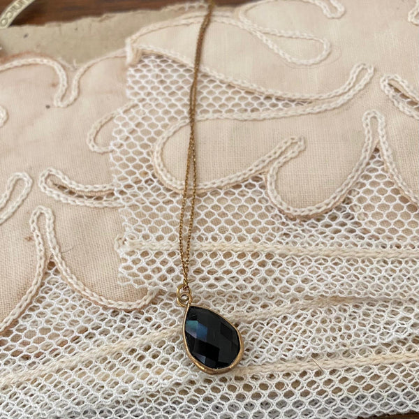 onyx | stone pendant necklace | 24k gold-plated