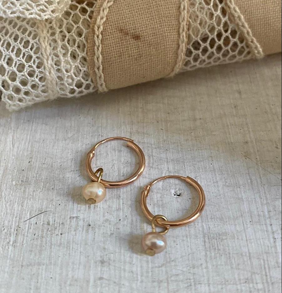 'tiny pearl' hoops | 24k rose gold-plated | 12mm