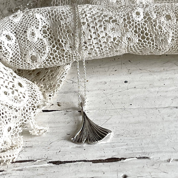 Gingko leaf necklace | silver gold plated