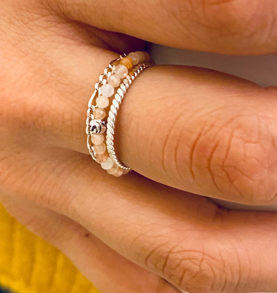 peach moonstone | adjustable ring