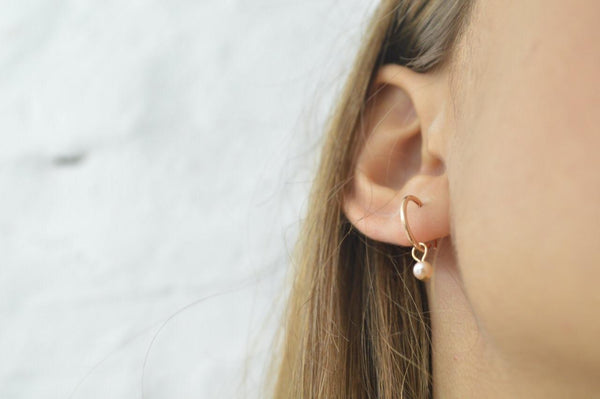 'tiny pearl' hoops | 24k rose gold-plated | 12mm