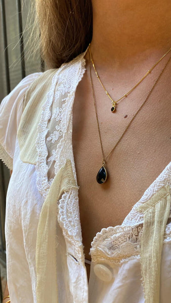 onyx | stone pendant necklace | 24k gold-plated