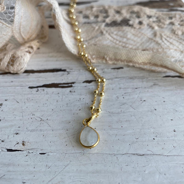 Moonstone | 'rosario' necklace | 24k gold-plated