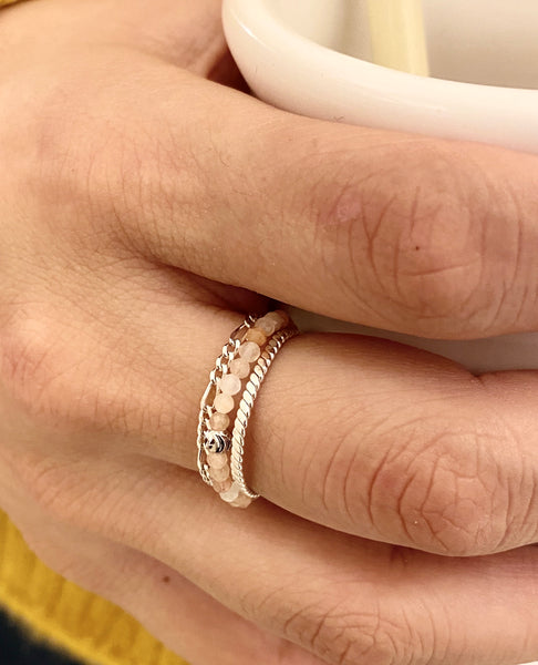 peach moonstone | adjustable ring