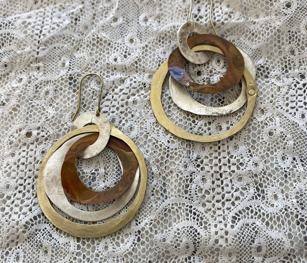 'Argentine circles' earrings | oxidized copper