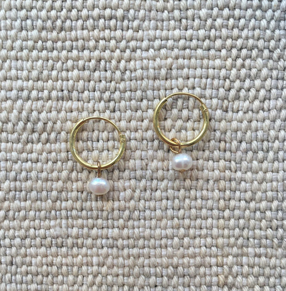 'tiny pearl' hoops | 24k gold-plated | 12mm