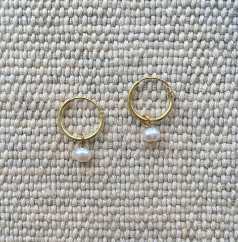 'Tiny pearl' hoops | 24k gold-plated | 12mm