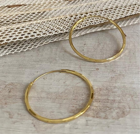 'faceted' hoops | 24k gold plated | different sizes