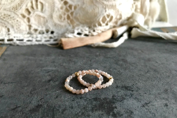 peach moonstone | adjustable ring