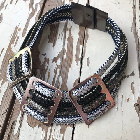 'arco gris' necklace | leather & rope