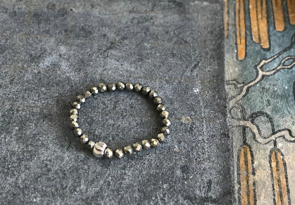 Pyrite Ella | faceted stone adjustable ring