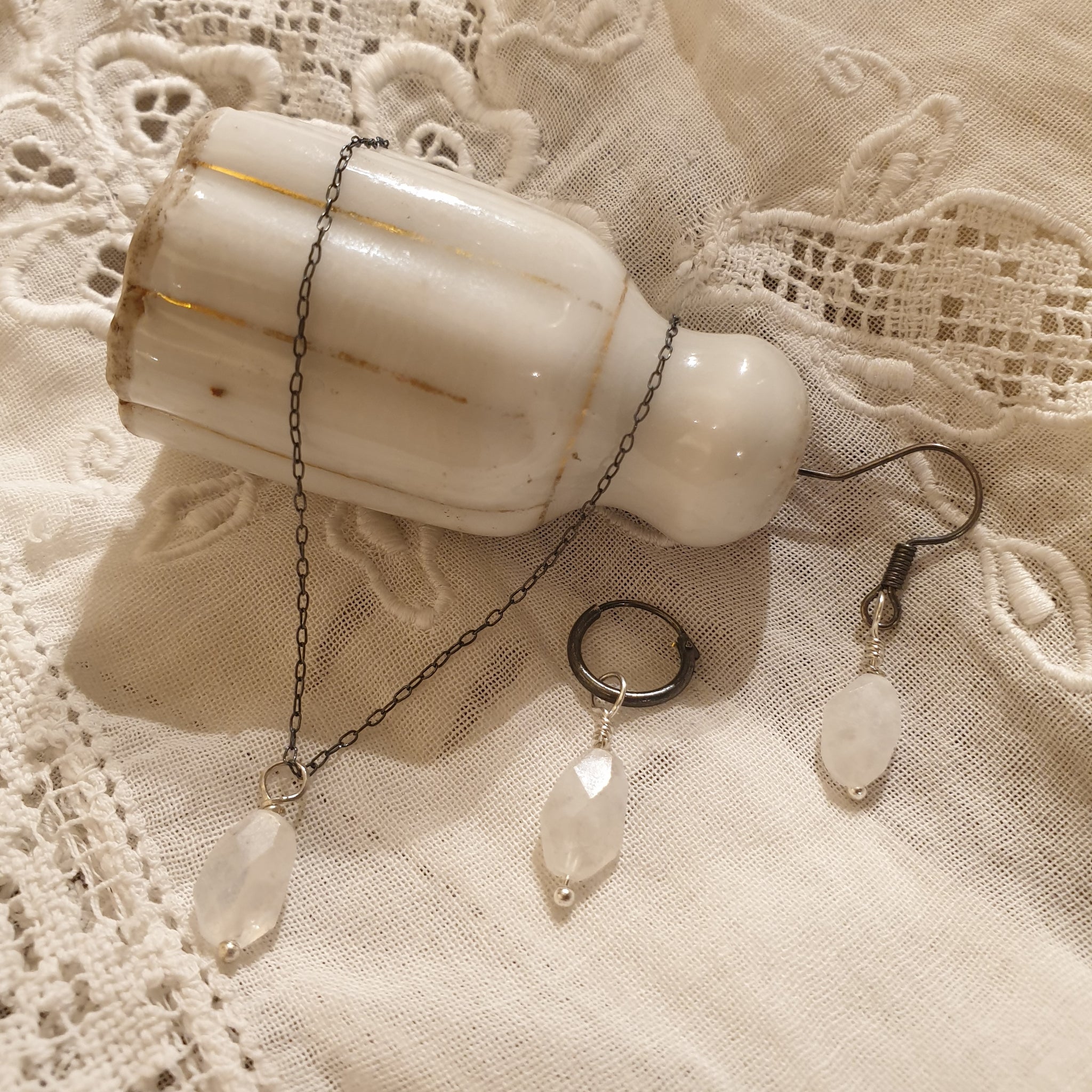 moonstone set | 925 silver oxidized