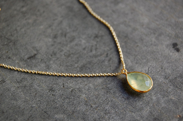 prehnite | stone pendant necklace | 24k gold-plated