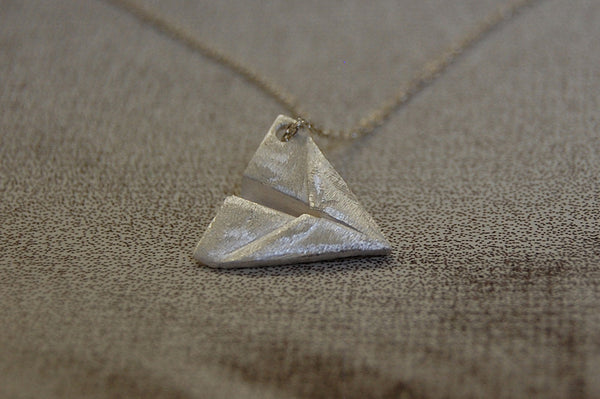 silver paper dart necklace