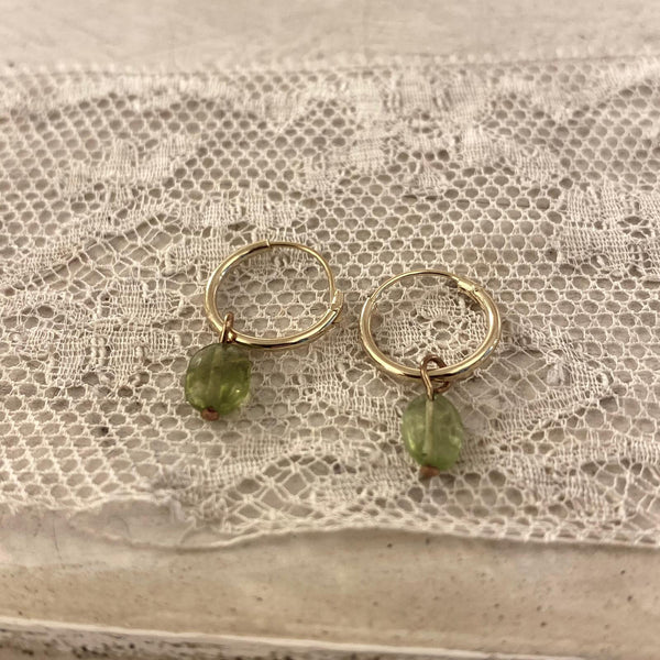peridot hoops | 24k gold-plated | 12 mm
