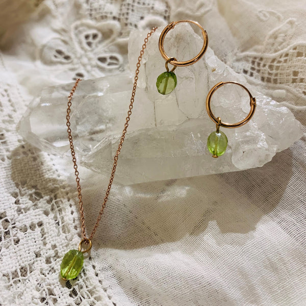 peridot set | 24k rose gold-plated