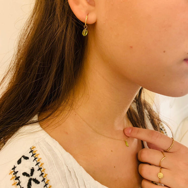 peridot hoops | 24k gold-plated | 12 mm