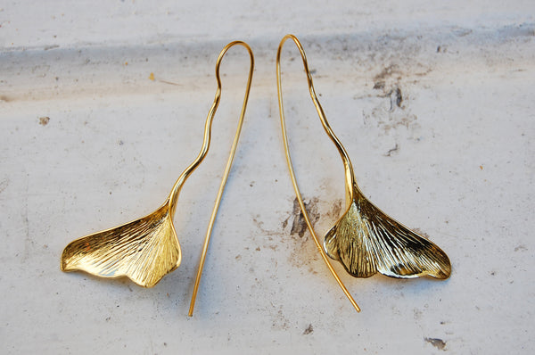 ginkgo leaf earrings | 24k gold-plated
