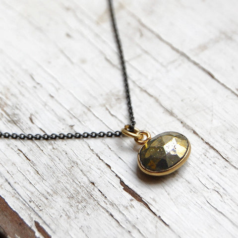 pyrite | cut stone pendant necklace | 925 oxidized silver