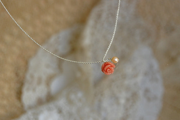'rose & pearl' necklace | 925 silver