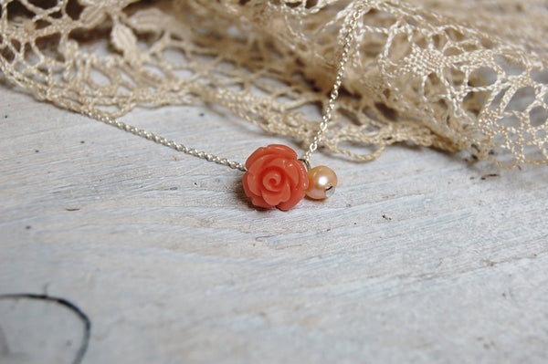 'rose & pearl' necklace | 925 silver