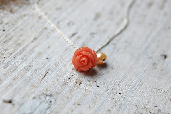 'rose & pearl' necklace | 925 silver