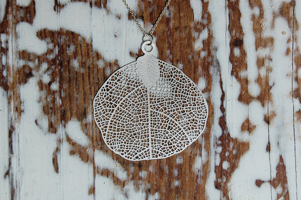 'filigree leaf' necklace | silver plated