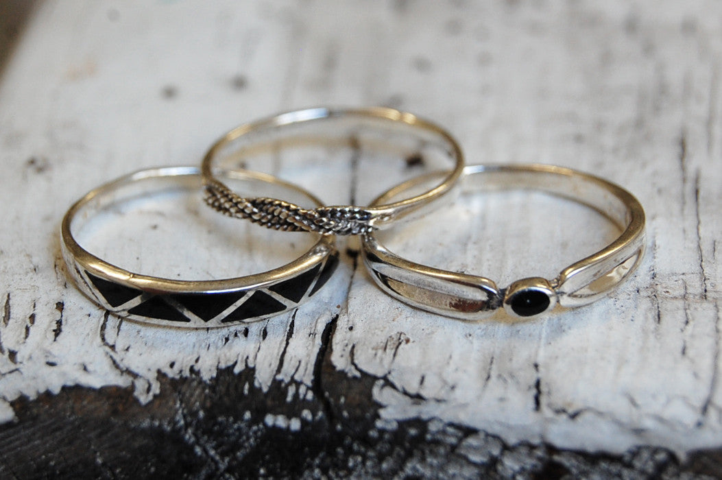 onyx | rings set | 925 silver