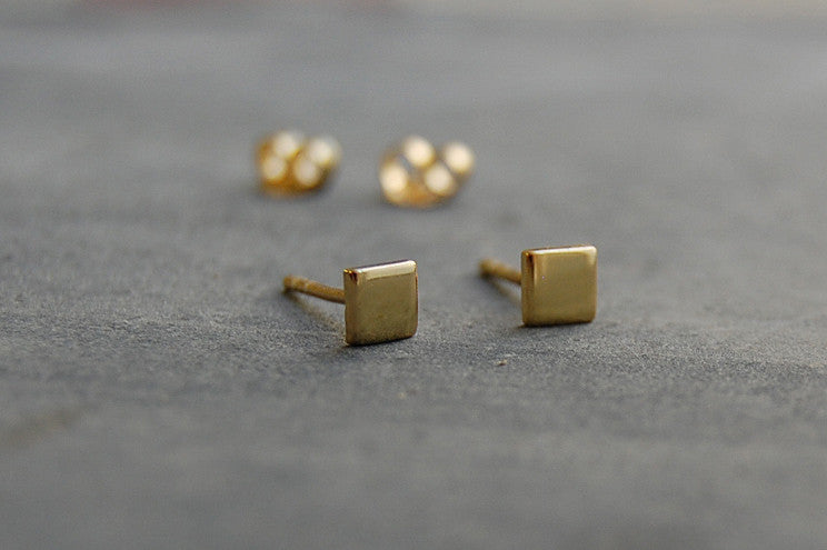 mini square earstuds | 24k gold-plated