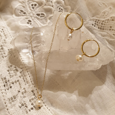 white pearl set | 24k gold-plated