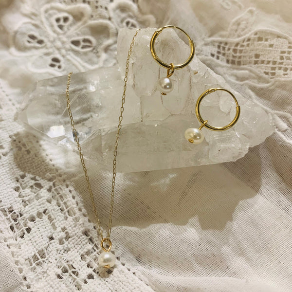 white pearl set | 24k gold-plated